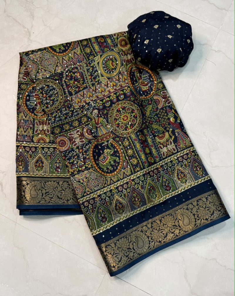 Tew Pure Marsh Mellow Silk Printed Saree